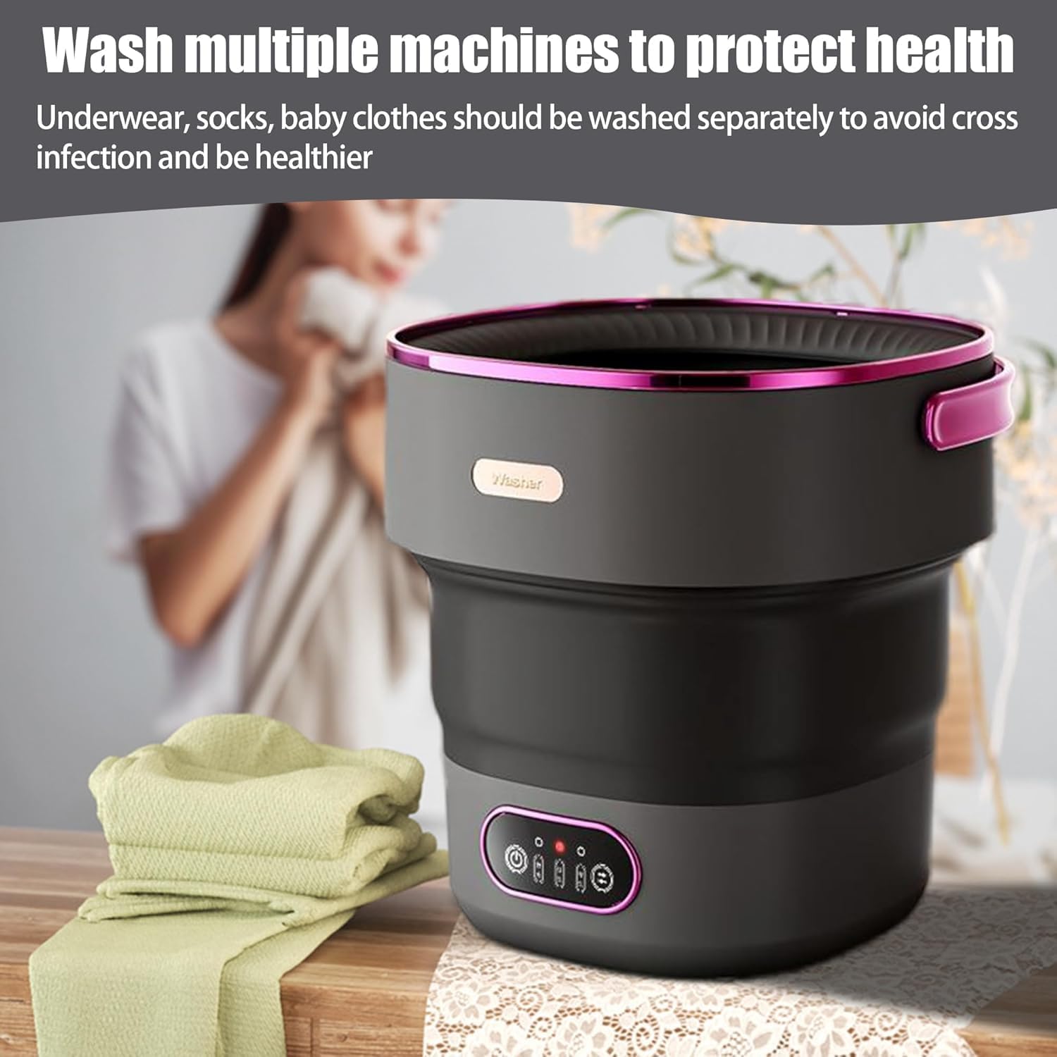 Lavadora Portátil de 13L con 3 - Baby Clothing Washing Machine reseña y precio